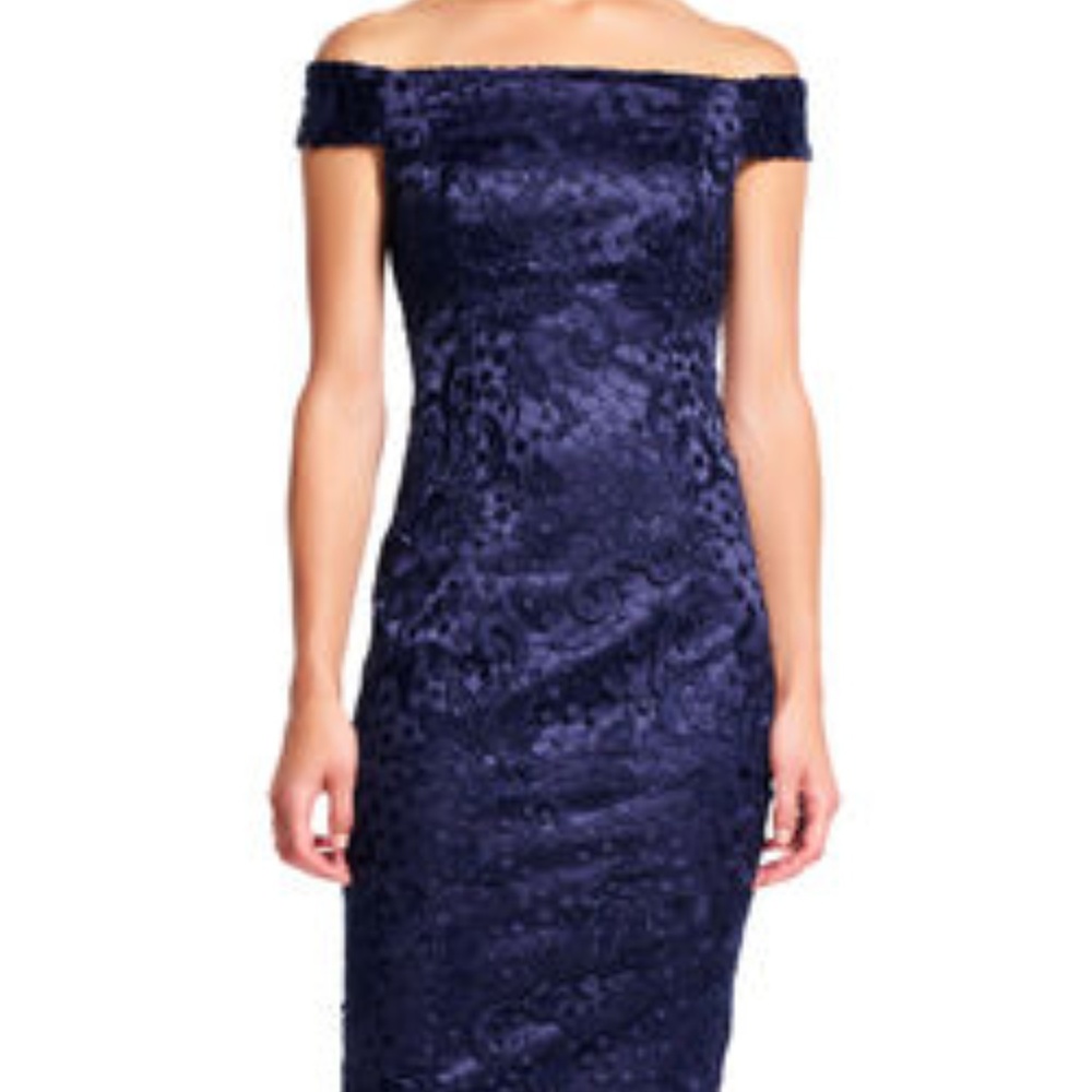 Adrianna Papell off shoulder Guipure Lace